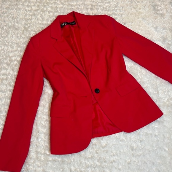 ZARA PINK COTTON BLAZER SIZE SMALL - Picture 1 of 3